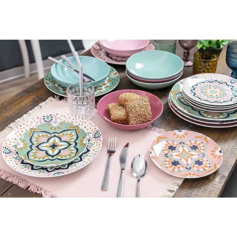 Moderna färgade glasdekorerade glas som serverar vatten 12 delar - blandning Viadurini