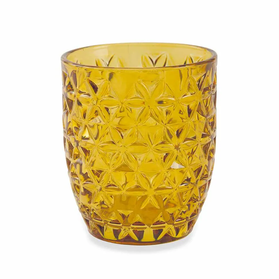 Moderna färgade glasdekorerade glas som serverar vatten 6 delar - blandning Viadurini