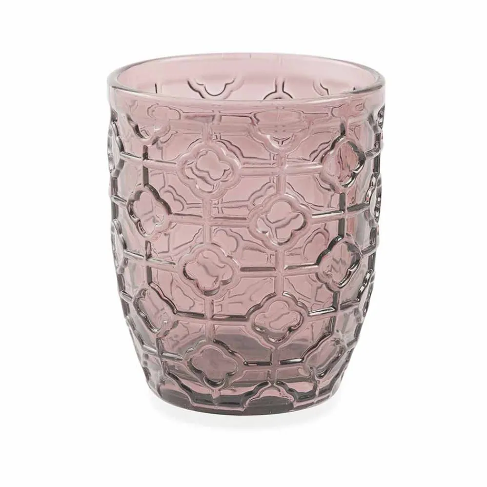 Moderna färgade glasdekorerade glas som serverar vatten 6 delar - blandning Viadurini