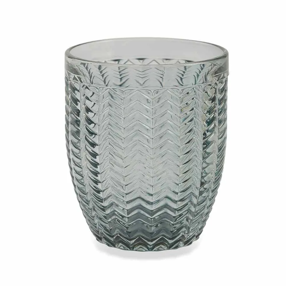 Moderna färgade glasdekorerade glas som serverar vatten 6 delar - blandning Viadurini