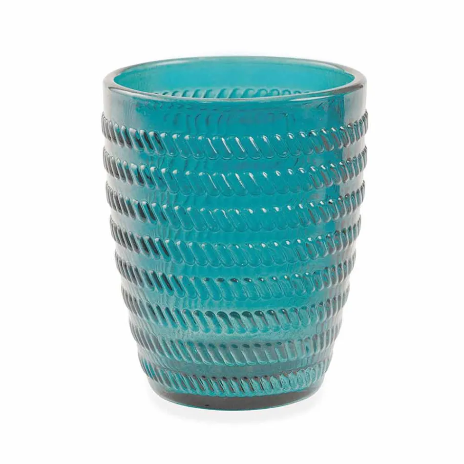 Moderna färgade glasdekorerade glas som serverar vatten 6 delar - blandning Viadurini