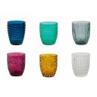 Moderna färgade glasdekorerade glas som serverar vatten 6 delar - blandning Viadurini