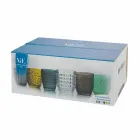 Moderna färgade glasdekorerade glas som serverar vatten 6 delar - blandning Viadurini