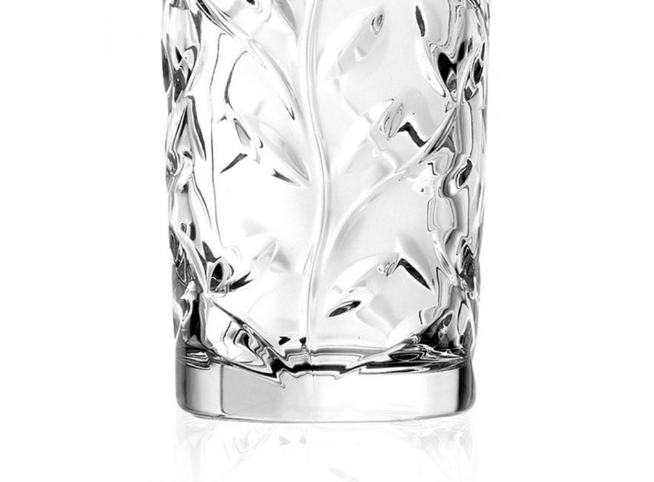 Tall Tumbler Glasses i Eco Crystal Leaf Decoration 12 st - Magnolio Viadurini