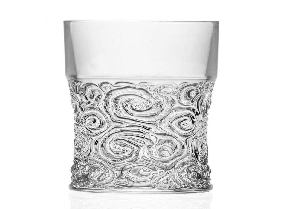 Low Tumbler -glasögon i Eco Crystal Audace -dekoration 12 delar - Ritmo Viadurini
