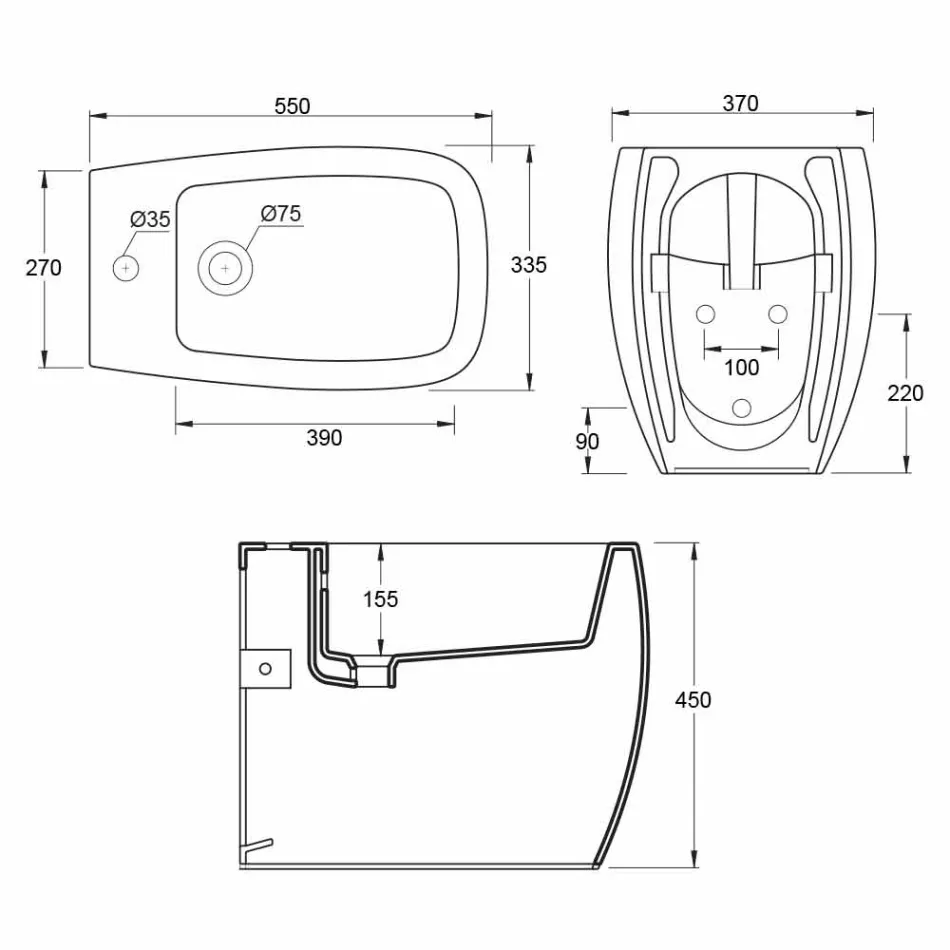 Vit keramisk bidé med modern design Gais, tillverkad i Italien Viadurini
