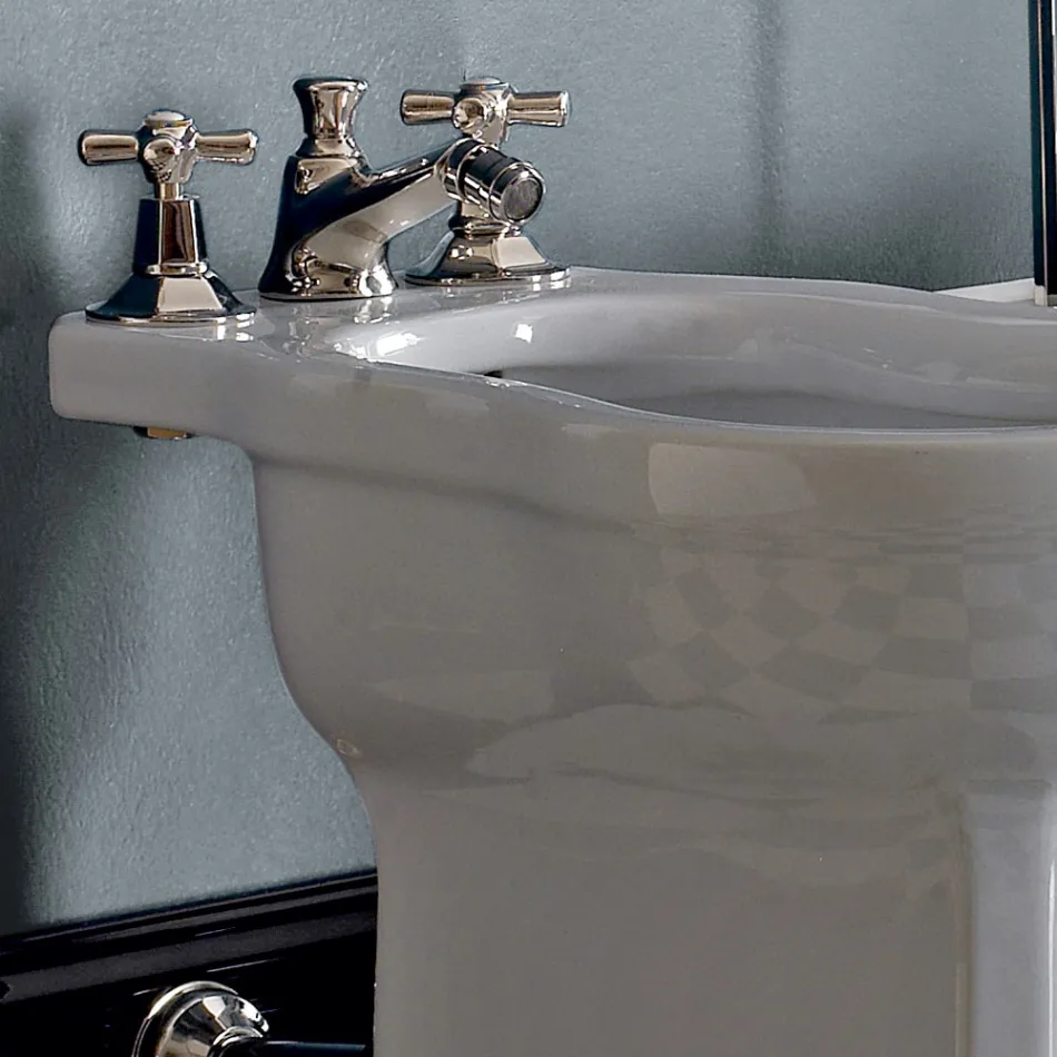 Vintage vit eller svart keramisk golvbidé tillverkad i Italien - Marwa Viadurini