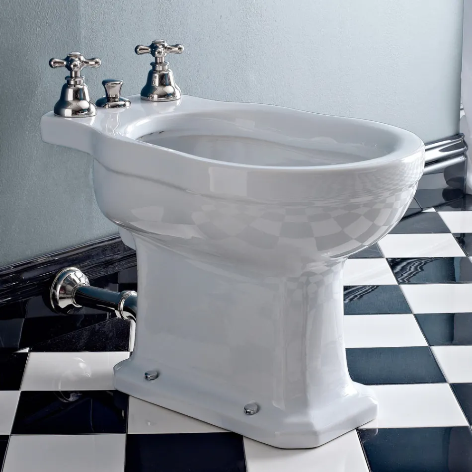 Vintage vit eller svart keramisk golvbidé tillverkad i Italien - Marwa Viadurini