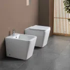 Golvmonterad bidé med ett hål i vit keramik med elegant modern design - Giunco Viadurini