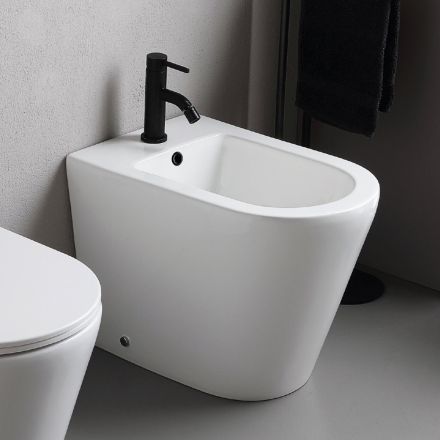 Salice golvmonterad bidé med ett hål i vit keramik med elegant modern design Viadurini