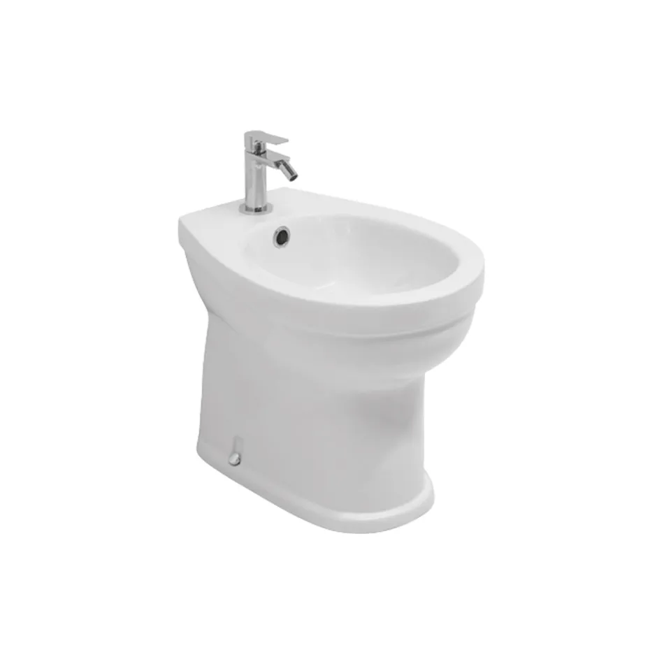 Golvmonterad bidé med ett hål i vit keramik med elegant modern design - Silica Viadurini