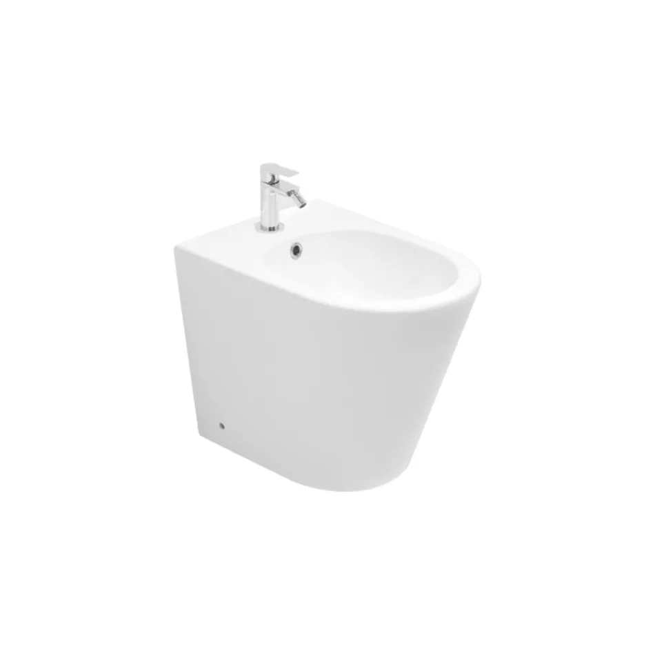Golvmonterad bidé med ett hål i vit keramik med modern design - Ginepro Viadurini