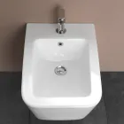 Vägghängd bidé med ett hål i vit keramik med elegant modern design - Giunco Viadurini