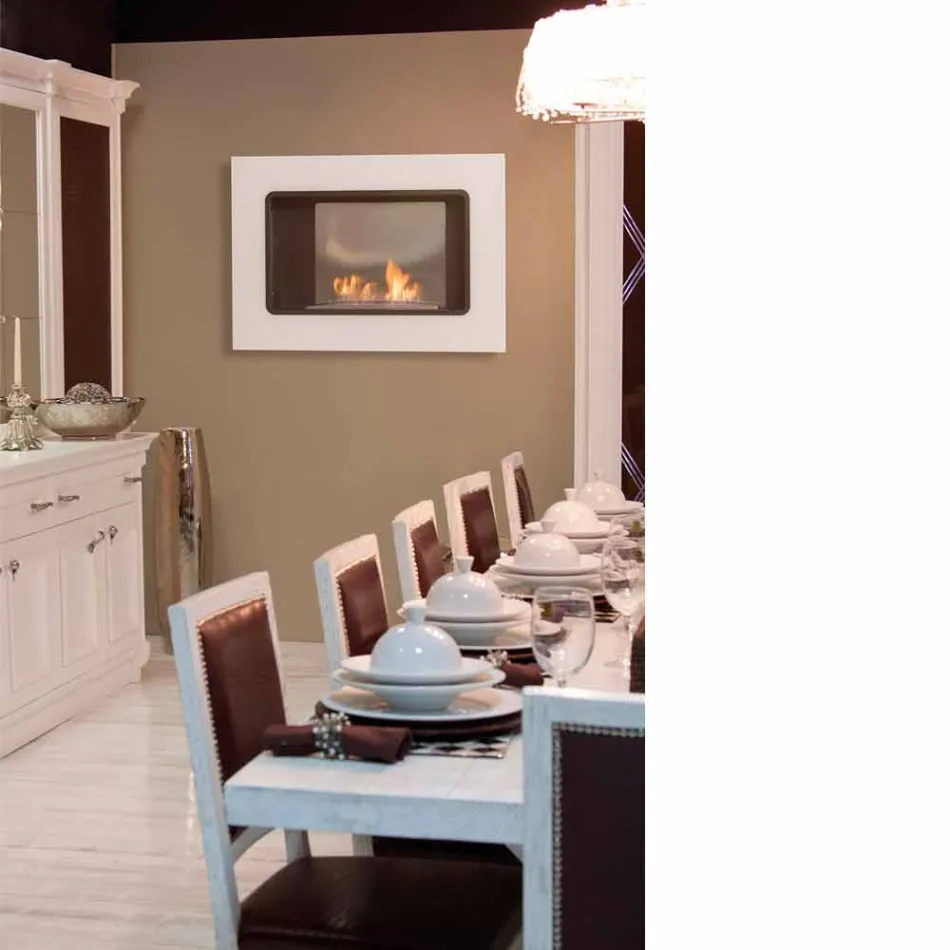 Vitvägg Bio spis med modern design med Erica Glass Insert Viadurini