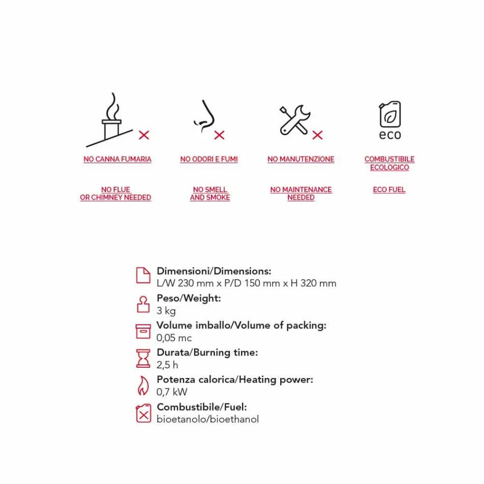 Biocamino Bänk keramiska bioetanol och Curtis stål Viadurini