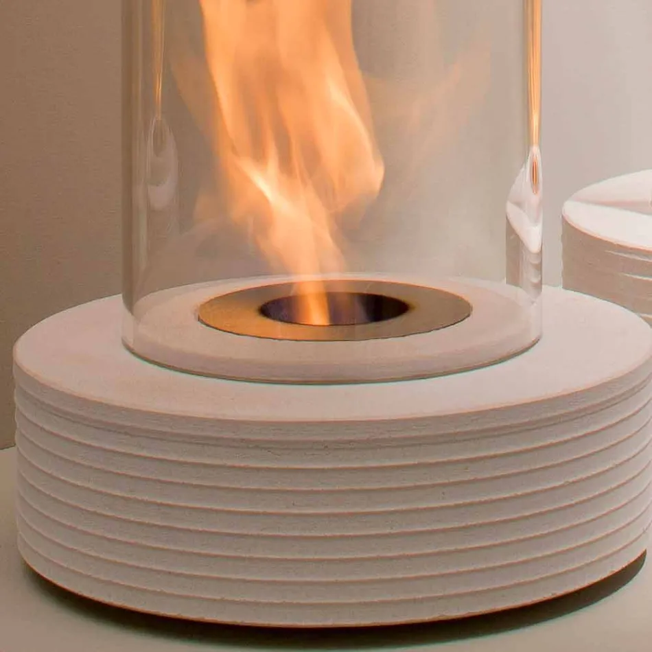 Biocamino runt support marmor Gordon, tillverkad i Italien Viadurini