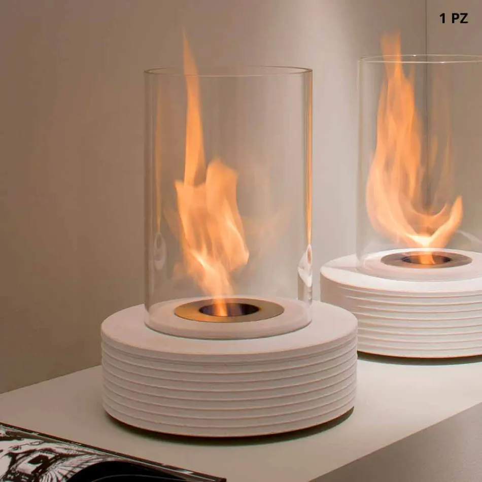 Biocamino runt support marmor Gordon, tillverkad i Italien Viadurini