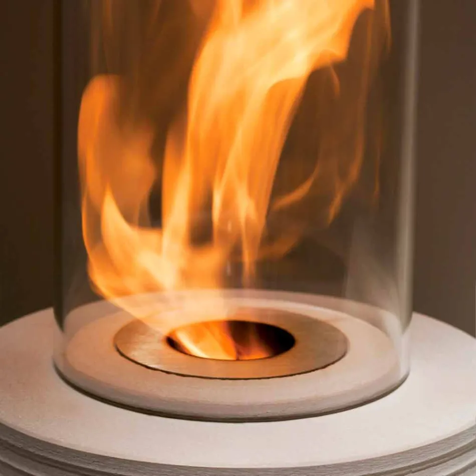 Biocamino runt support marmor Gordon, tillverkad i Italien Viadurini