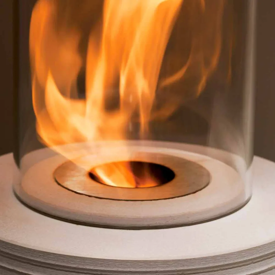 Biocamino runt support marmor Gordon, tillverkad i Italien Viadurini