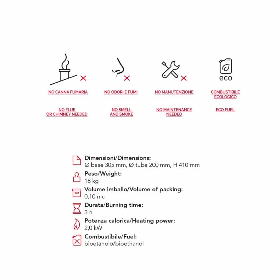 Biocamino runt support marmor Gordon, tillverkad i Italien Viadurini