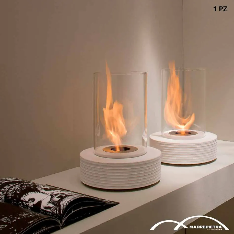 Biocamino runt support marmor Gordon, tillverkad i Italien Viadurini