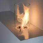 Vägg Biofir spis i modern design i målat stål och glas - Malcolm Viadurini