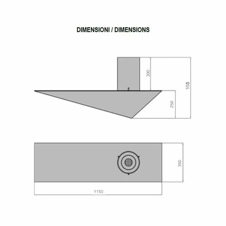 Vägg Biofir spis i modern design i målat stål och glas - Malcolm Viadurini