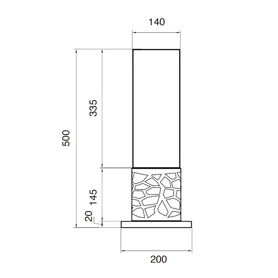 Cylindrisk bordsskiva biospis i härdat glas och svart metall - Ringo Viadurini