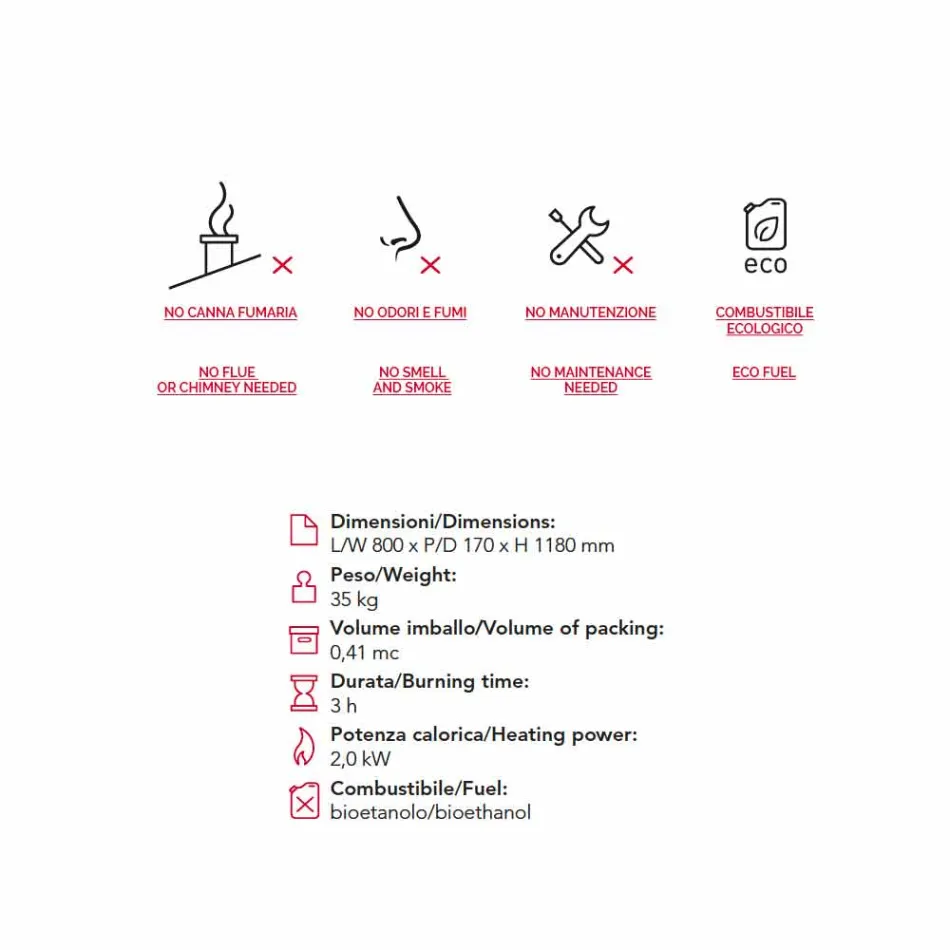 Biocamino från bioetanol jord, eld-formade modern design Todd Viadurini