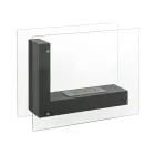 Golvbiokamin med dubbelsidig struktur i glas och svart metall - Squillo Viadurini