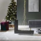 Golvbiokamin med dubbelsidig struktur i glas och svart metall - Squillo Viadurini