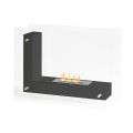 Golvbiokamin med dubbelsidig struktur i glas och svart metall - Squillo