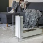 Golv Bio-eldstad med dubbelsidig struktur i glas och metall - Planeto Viadurini