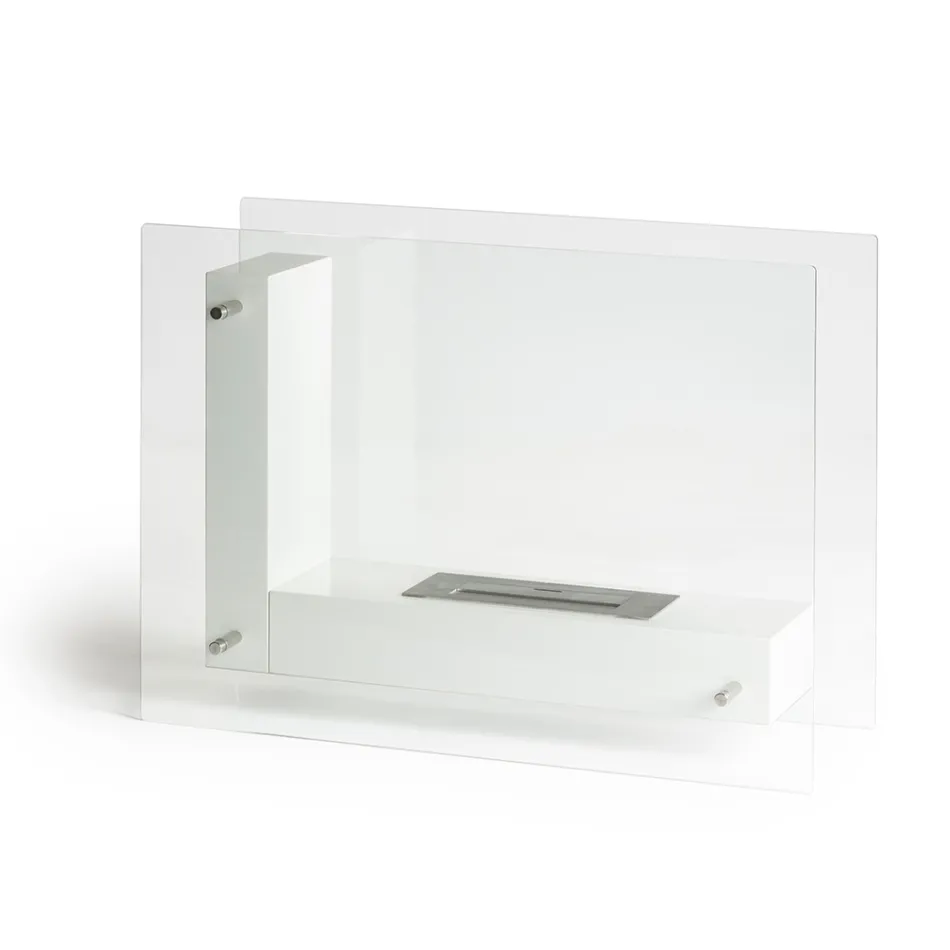 Golv Bio-eldstad med dubbelsidig struktur i glas och metall - Planeto Viadurini