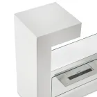 Golv Bio Kamin i Vitmålad Metall och Härdat Glas - Pelide Viadurini