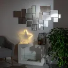 Golv Bio Kamin i Vitmålad Metall och Härdat Glas - Pelide Viadurini