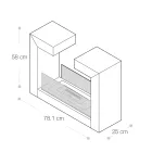 Golv Bio Kamin i Vitmålad Metall och Härdat Glas - Pelide Viadurini
