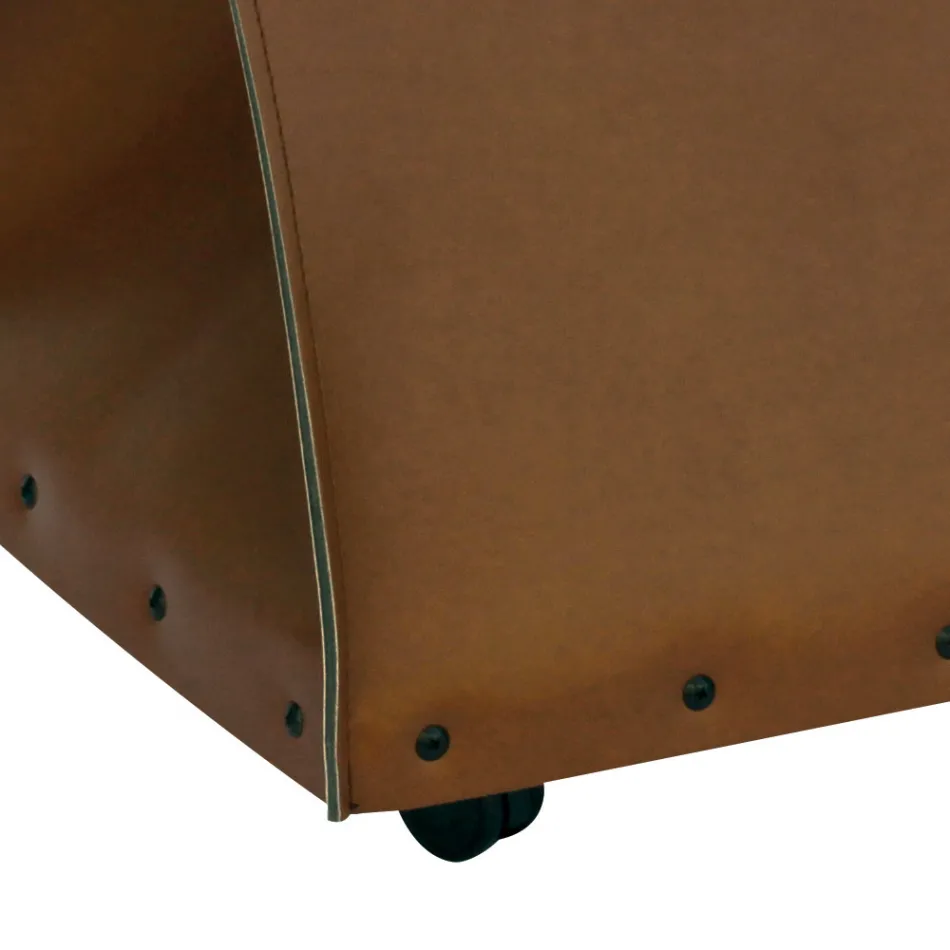 Vedväska i ekologisk läder med hjul Made in Italy - Snigel Viadurini