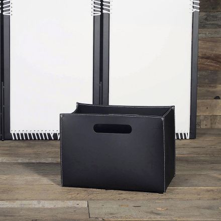 Lädermagasinväska med träunderlag med gummi-fötter - Sandler-modell Viadurini