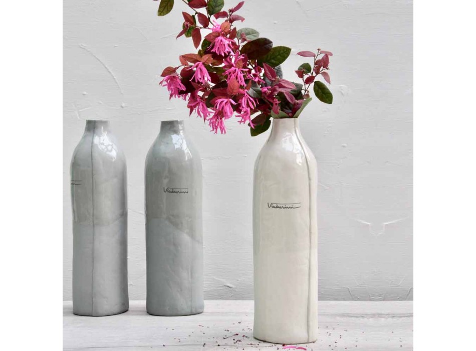 Lyxdesign vit och grå porslinflaskor 2 unika bitar - Arcivero Viadurini