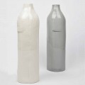 Lyxdesign vit och grå porslinflaskor 2 unika bitar - Arcivero