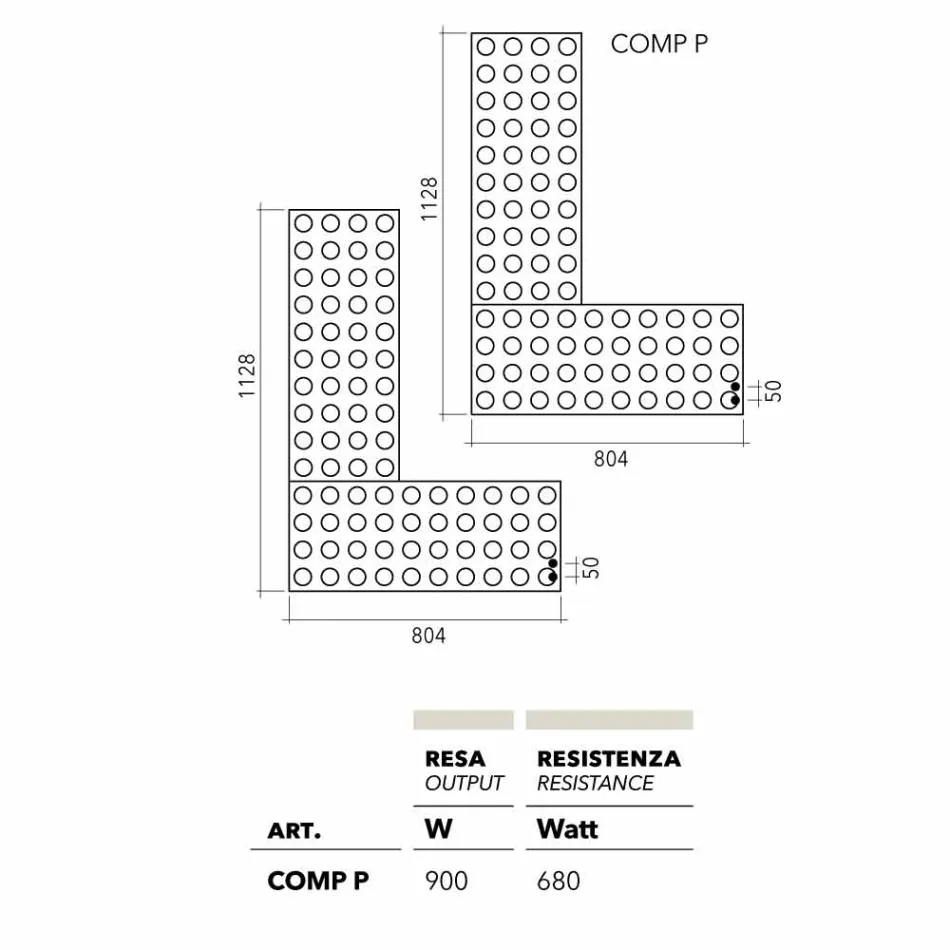 Tegel radiator elektrisk lego gjord i Italien av Scirocco H Viadurini