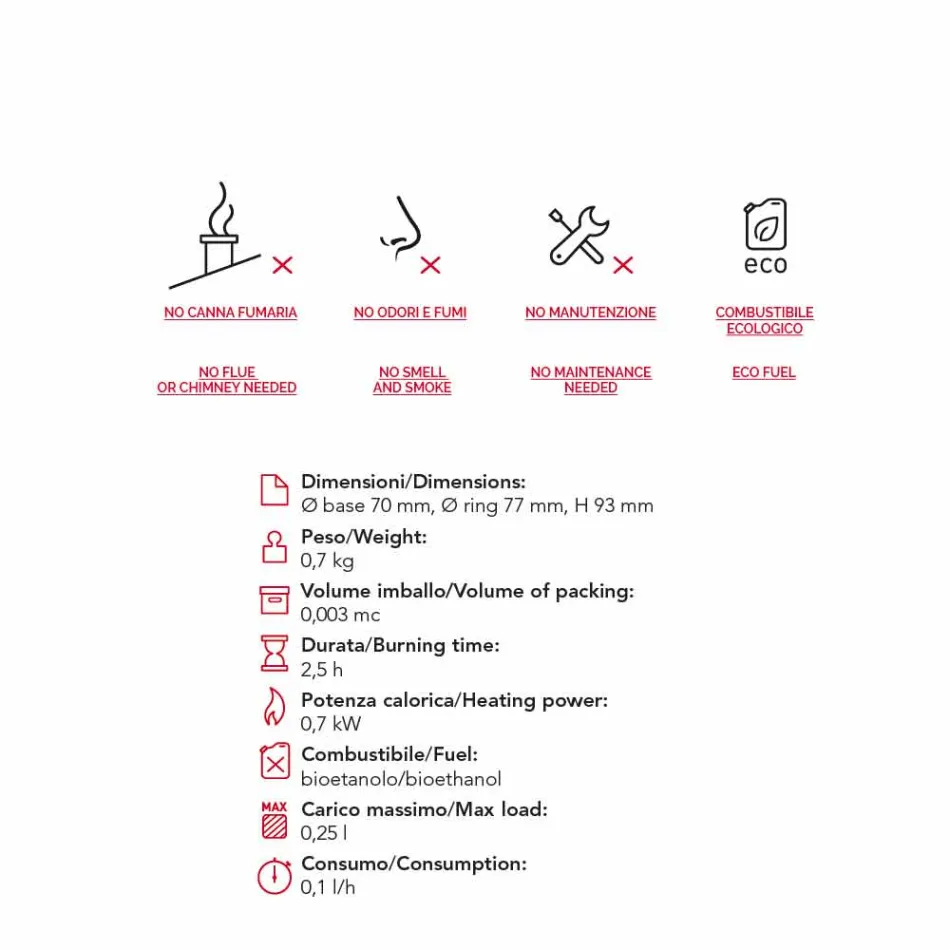 cirkulär brännaren från bioetanol försänkt manuell Griff 4 Viadurini