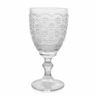 Bägare glas i genomskinligt glas med lättnad dekorationer, 12 stycken - Trapani Viadurini