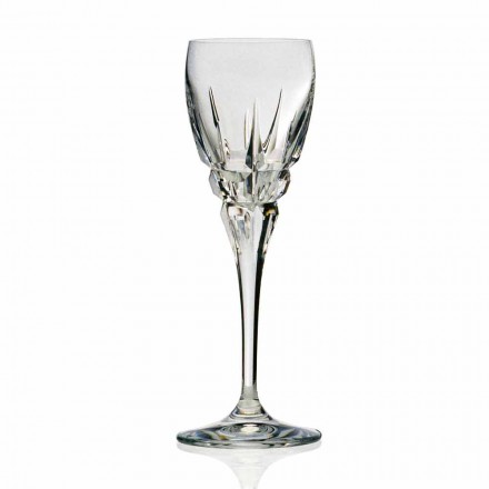 Kristallvitt vinglas med manuella sniderier 12 stycken - Fiucco Viadurini