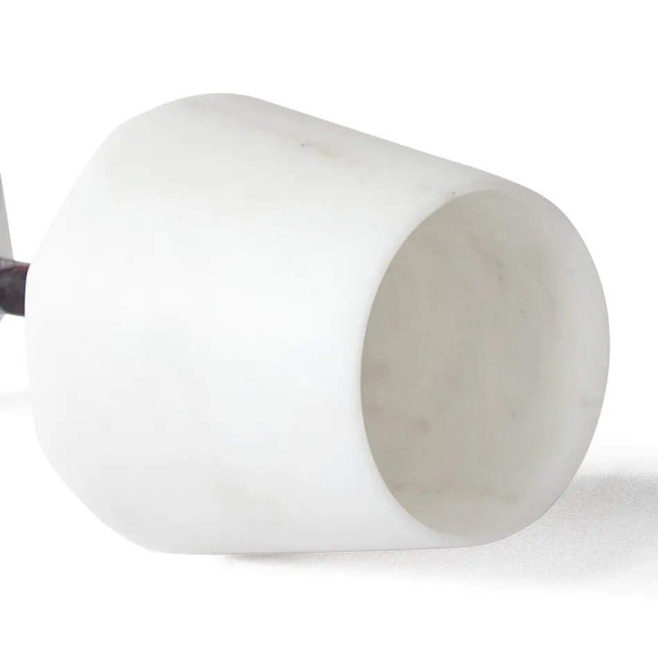 Vinglas i satängvit Carraramarmor och röd Levanto - Caglio Viadurini