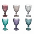 Vin- eller vattenbägare i färgat eller transparent glas med dekorationer, 12 stycken - Rocca