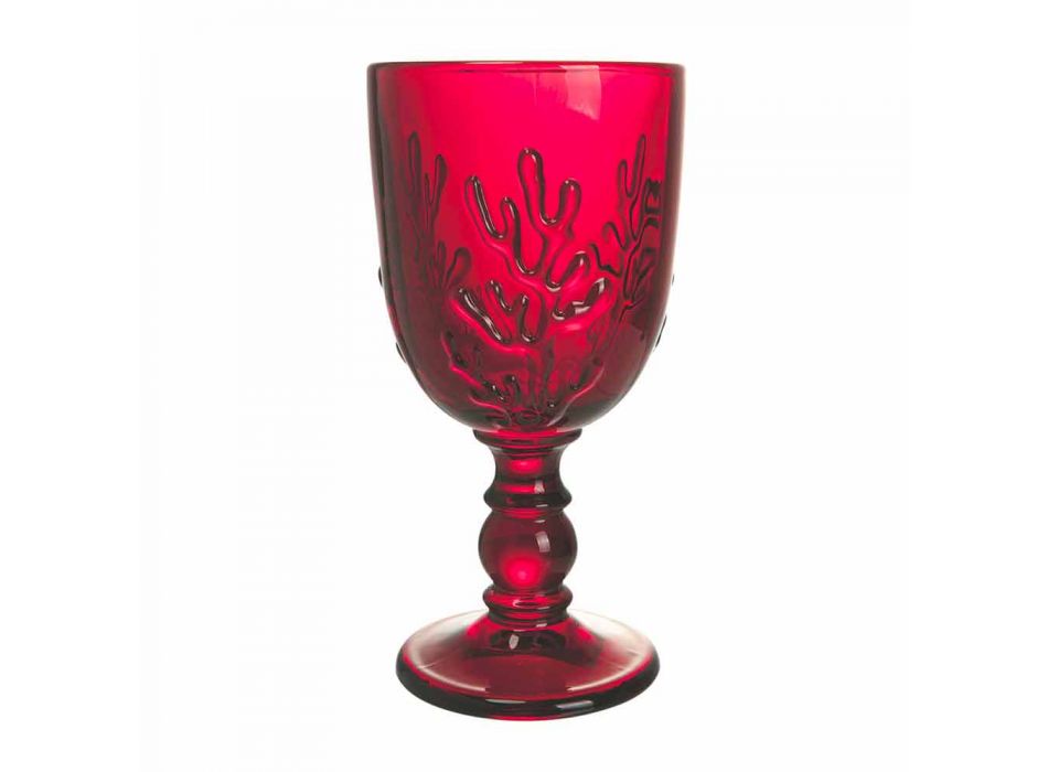 Färgade bägare i dekoration av glas och koraller, 12 stycken - Crimson Viadurini