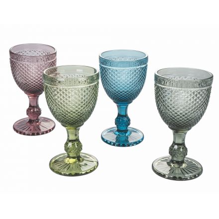 Färgade och dekorerade vatten- eller vinglas 12 delar - sugtablett Viadurini