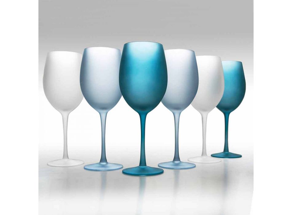 Färgade vinglas i frostat glas med iseffekt, 12 stycken - höst Viadurini